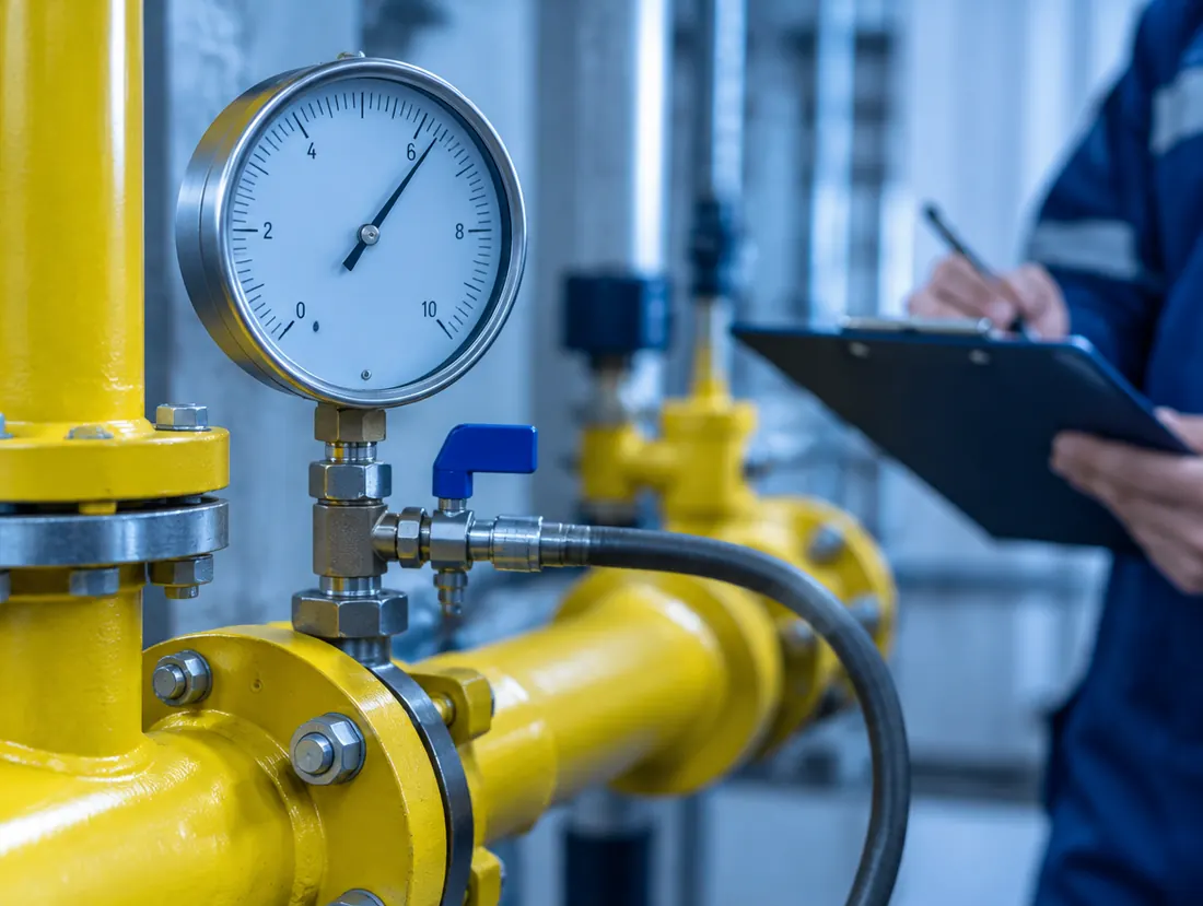 Instalación de gas con manómetro